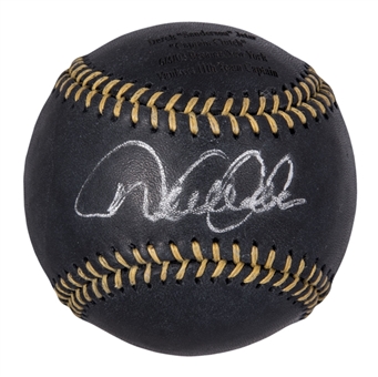 Derek Jeter Autographed Black Leather OML Selig Baseball (MLB Authenticated and Steiner)